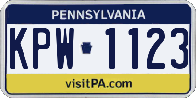 PA license plate KPW1123