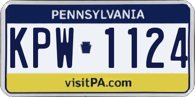 PA license plate KPW1124