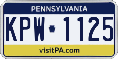 PA license plate KPW1125