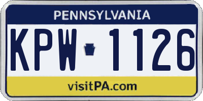 PA license plate KPW1126
