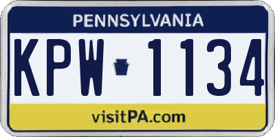 PA license plate KPW1134