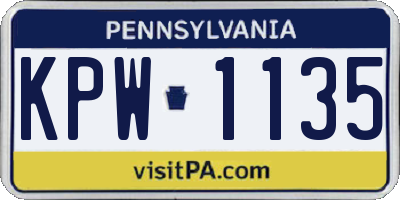 PA license plate KPW1135