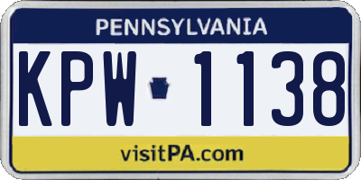 PA license plate KPW1138