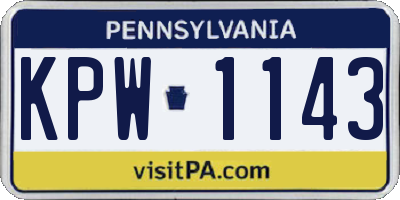 PA license plate KPW1143