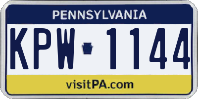 PA license plate KPW1144