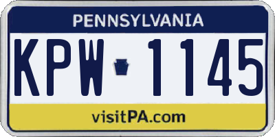 PA license plate KPW1145