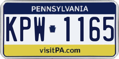 PA license plate KPW1165