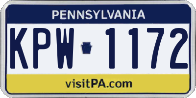 PA license plate KPW1172