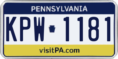 PA license plate KPW1181