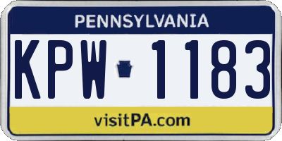 PA license plate KPW1183