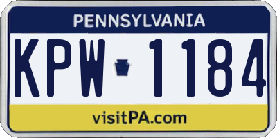 PA license plate KPW1184