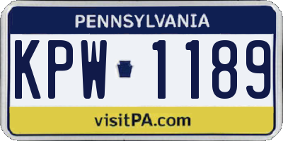 PA license plate KPW1189