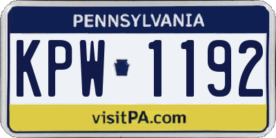 PA license plate KPW1192