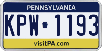 PA license plate KPW1193