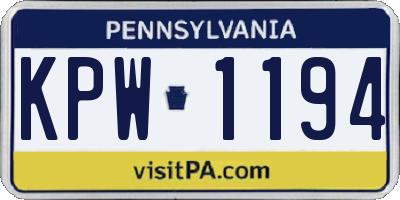 PA license plate KPW1194