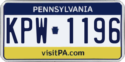PA license plate KPW1196