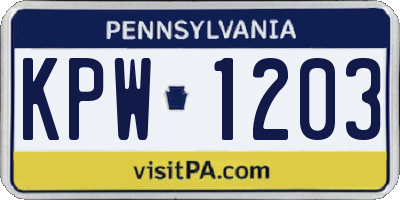 PA license plate KPW1203