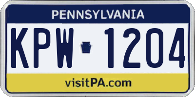 PA license plate KPW1204