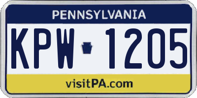 PA license plate KPW1205