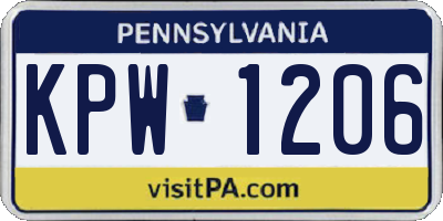 PA license plate KPW1206