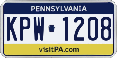 PA license plate KPW1208