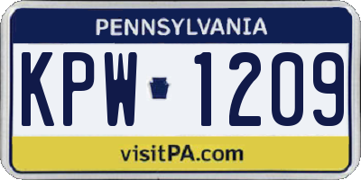 PA license plate KPW1209