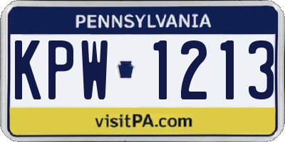 PA license plate KPW1213