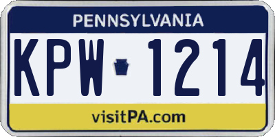 PA license plate KPW1214