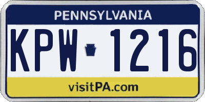 PA license plate KPW1216