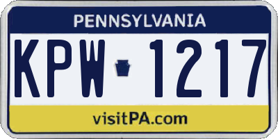 PA license plate KPW1217