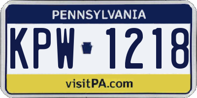 PA license plate KPW1218