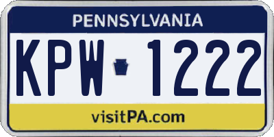 PA license plate KPW1222