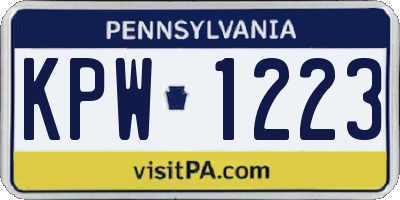 PA license plate KPW1223