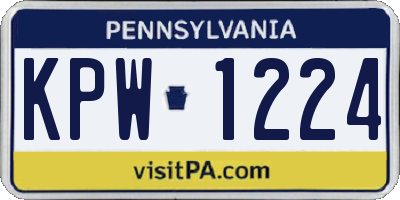 PA license plate KPW1224