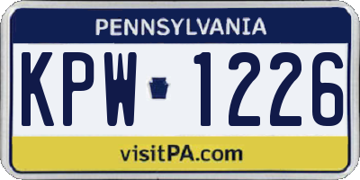 PA license plate KPW1226