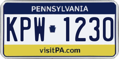 PA license plate KPW1230