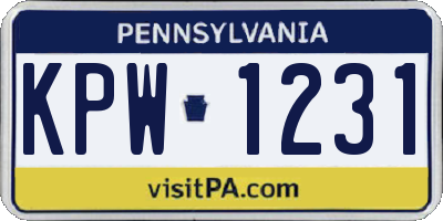 PA license plate KPW1231