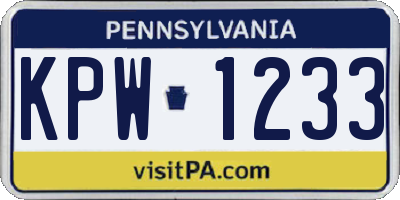 PA license plate KPW1233