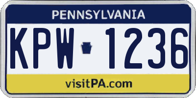 PA license plate KPW1236
