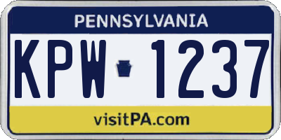 PA license plate KPW1237