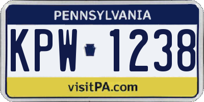 PA license plate KPW1238