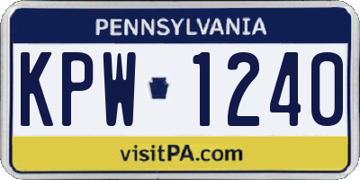 PA license plate KPW1240