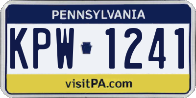 PA license plate KPW1241
