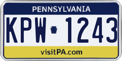 PA license plate KPW1243
