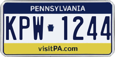 PA license plate KPW1244