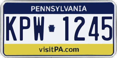 PA license plate KPW1245