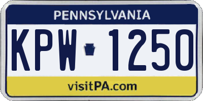 PA license plate KPW1250