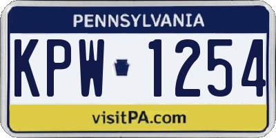 PA license plate KPW1254
