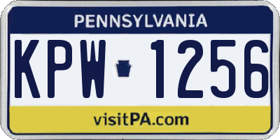 PA license plate KPW1256
