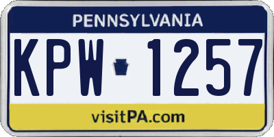 PA license plate KPW1257
